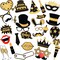 30 Pc Gold & Black Glitter Photo Booth Props – Party Decorations